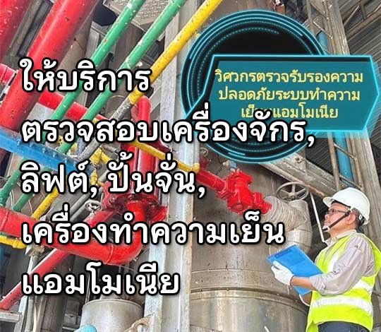 ให้บริการตรวจสอบเครื่องจักร, ลิฟต์, ปั้นจั่น ,เครื่องทำความเย็น แอมโมเนีย